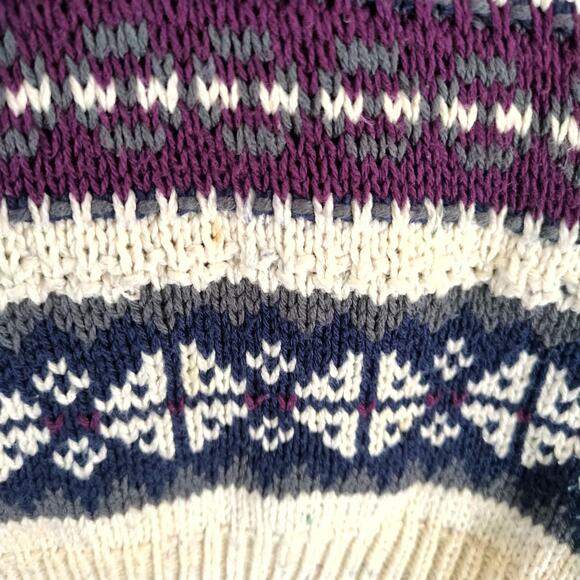 Vintage 80s 90s Nowell's Pullover Knit Fair Isle Sweater Men's M Made USA Cotton - Picture 8 of 10